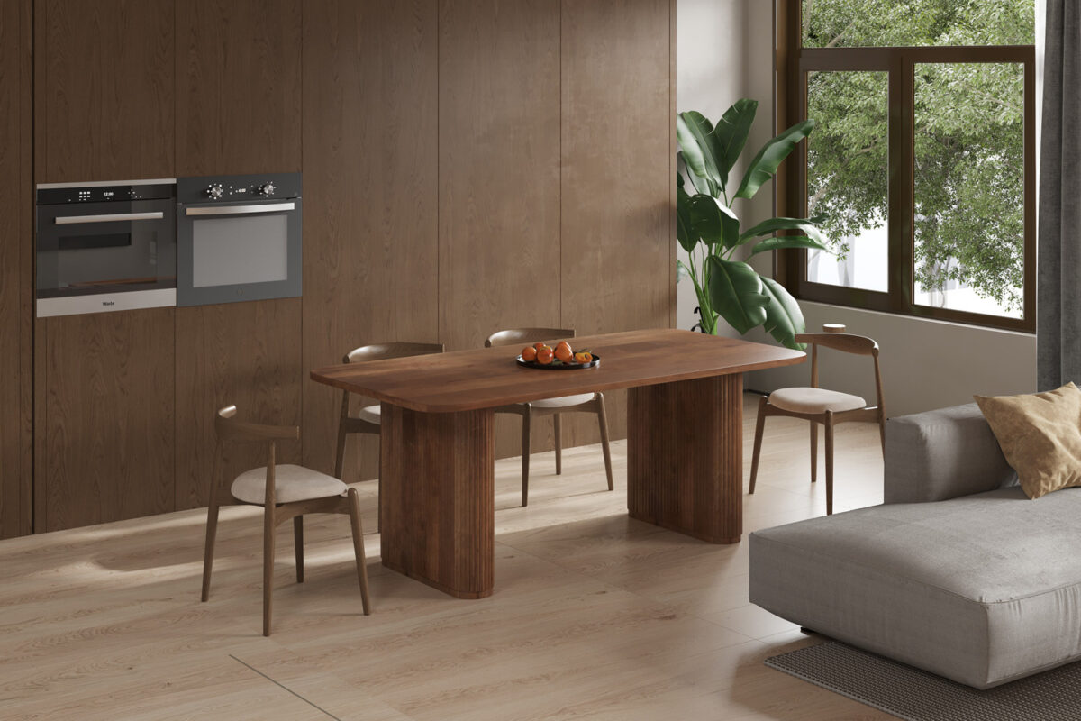 Eettafel Avignon Deens ovaal 200 cm lichtbruin mangohout Japandi