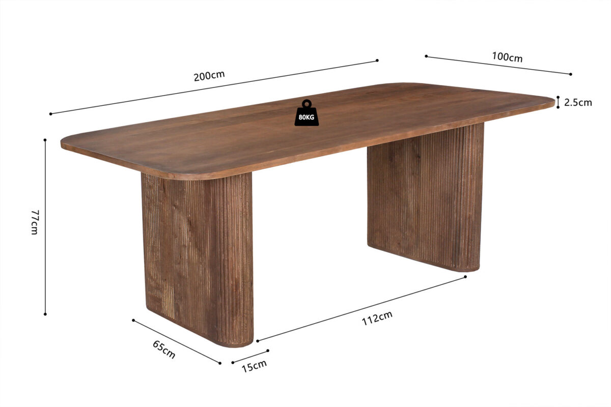 Eettafel Avignon Deens ovaal 200 cm lichtbruin mangohout Japandi – foto 8