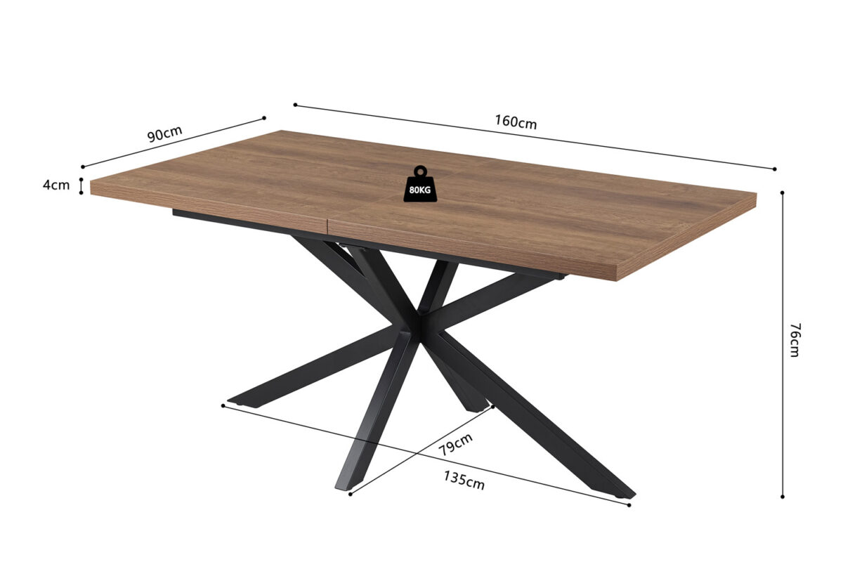 Uitschuifbare eettafel Santorini 160-200 cm donkerbruin – foto 14