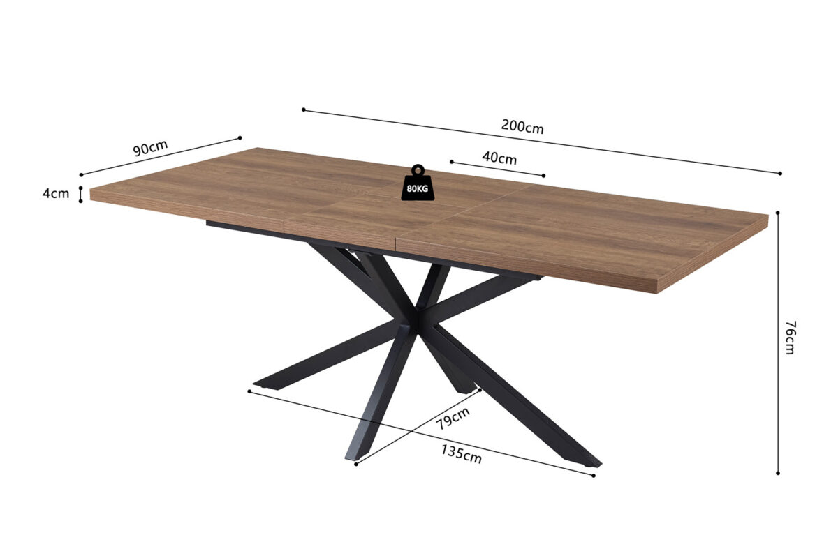 Uitschuifbare eettafel Santorini 160-200 cm donkerbruin – foto 15