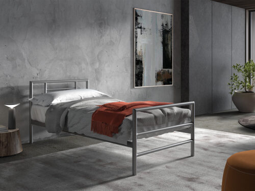 Bed Leiden 90x200 grijs metaal Industrieel