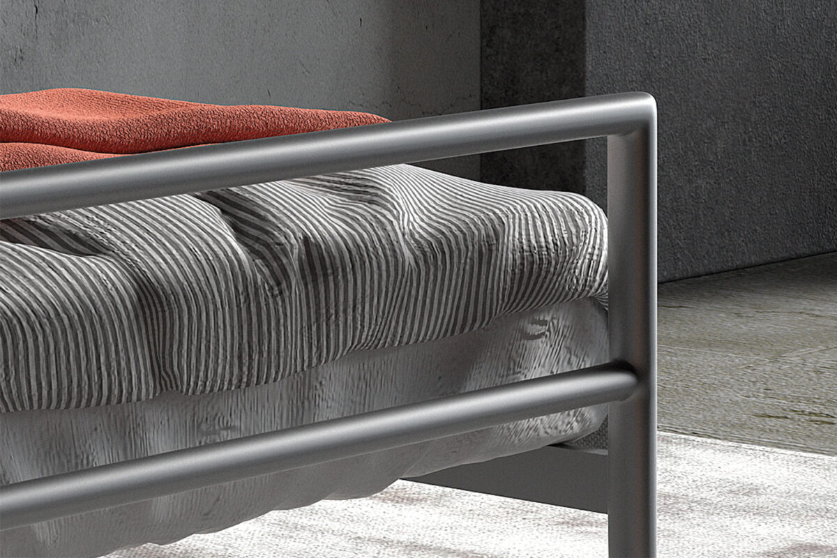 Bed Leiden 90x200 grijs metaal Industrieel – foto 4