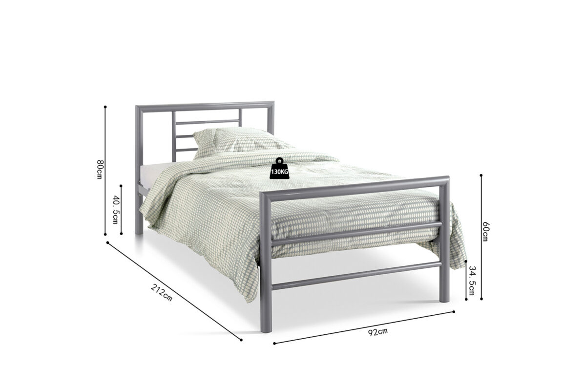 Bed Leiden 90x200 grijs metaal Industrieel – foto 8