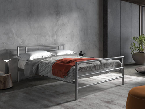 Bed Leiden 140x200 grijs metaal Industrieel