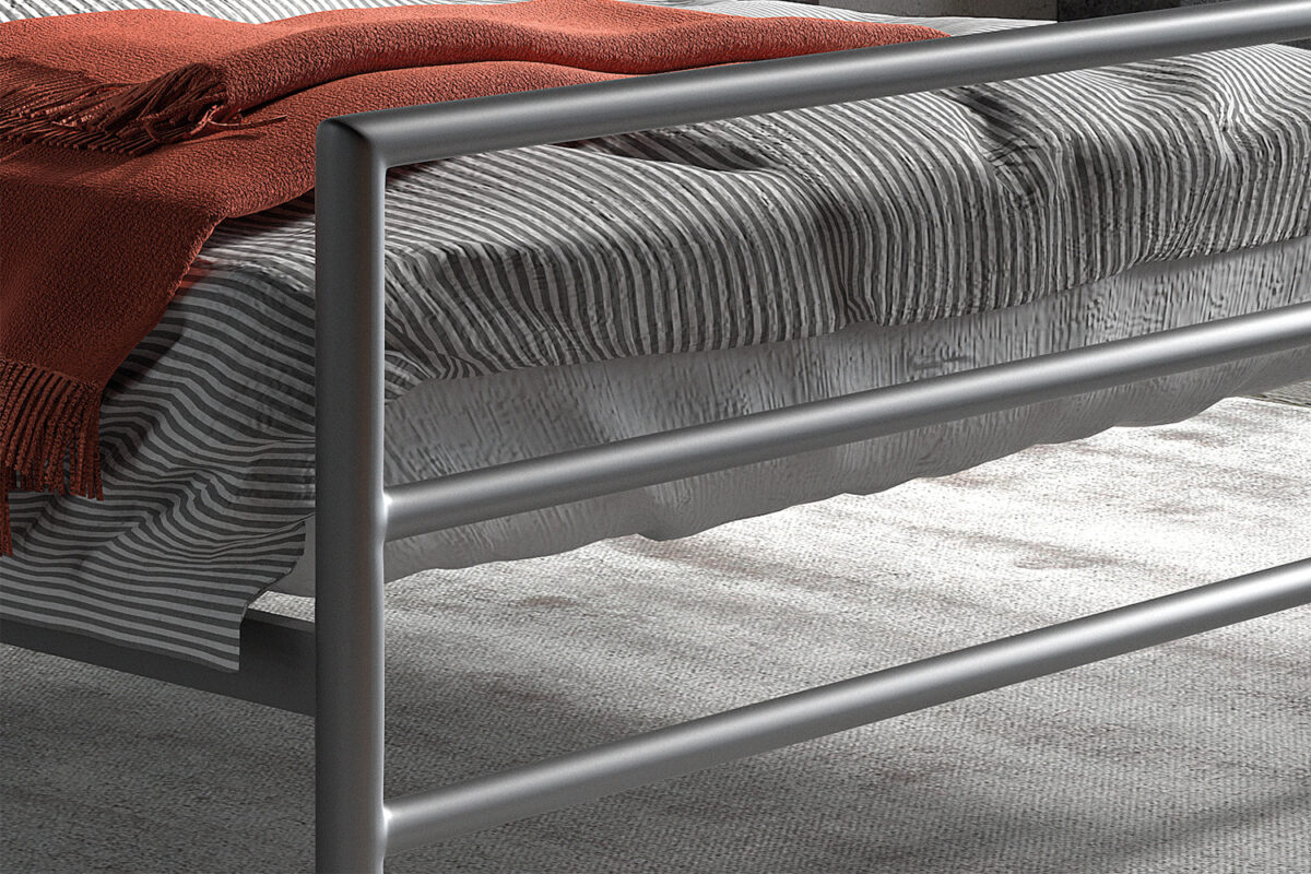 Bed Leiden 140x200 grijs metaal Industrieel – foto 3