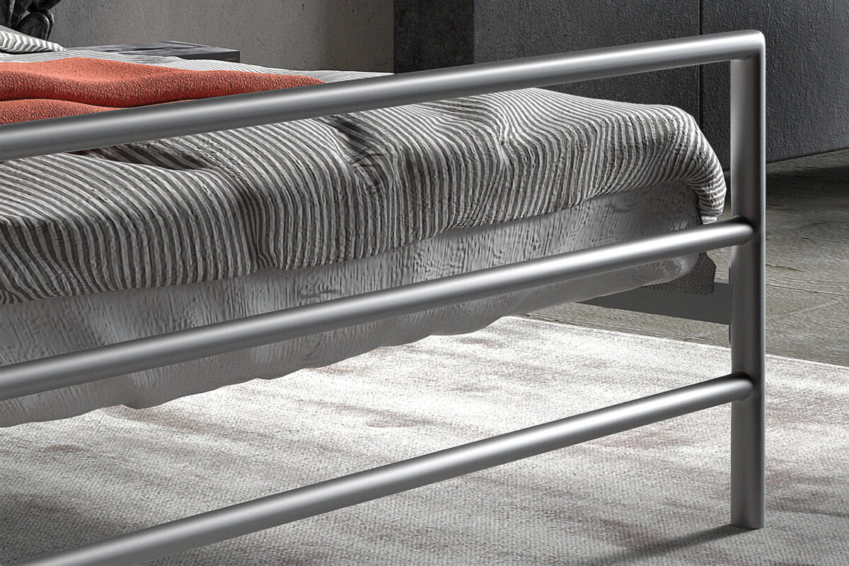 Bed Leiden 140x200 grijs metaal Industrieel – foto 4