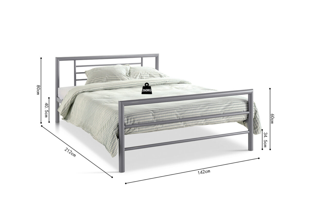 Bed Leiden 140x200 grijs metaal Industrieel – foto 7