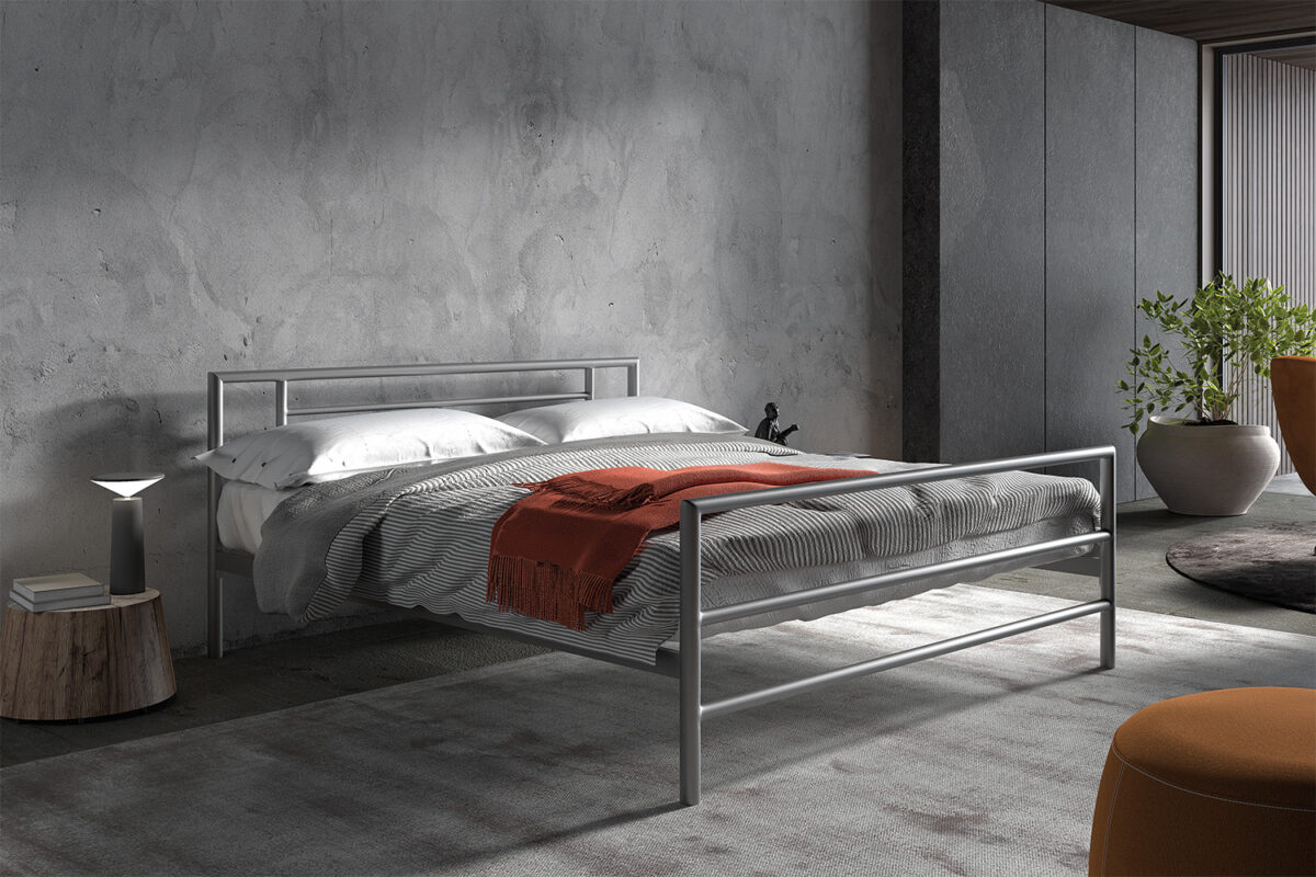 Bed Leiden 160x200 grijs metaal Industrieel