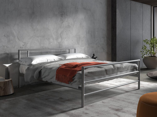 Bed Leiden 160x200 grijs metaal Industrieel