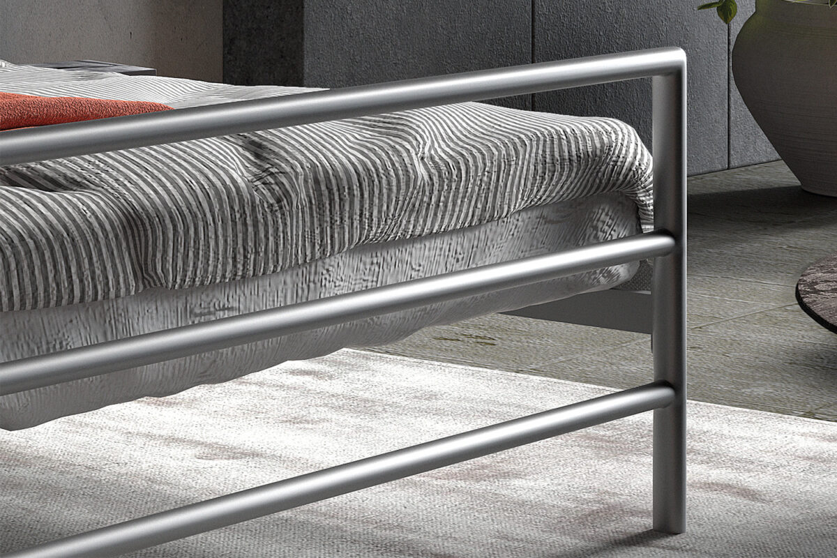 Bed Leiden 160x200 grijs metaal Industrieel – foto 4