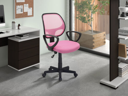 Bureaustoel Malmo Met armleuning roze mesh