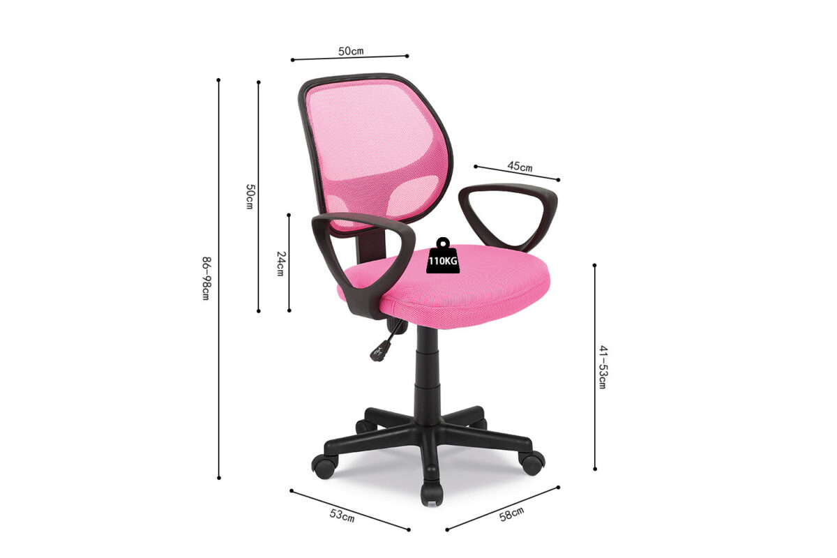 Bureaustoel Malmo Met armleuning roze mesh – foto 6