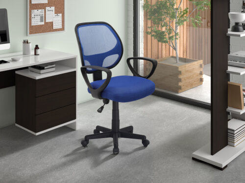 Bureaustoel Malmo Met armleuning blauw mesh
