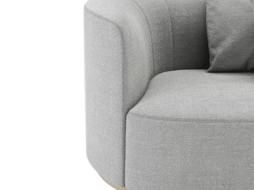 Maak kennis met de Chloe Chaise Longue Bank: een modern, lichtgrijs, gebogen ontwerp met een bijpassend kussen. Dit minimalistische stuk staat op een houten basis en is voorzien van zachte kussens en een gladde stoffen afwerking, wat elegantie uitstraalt.