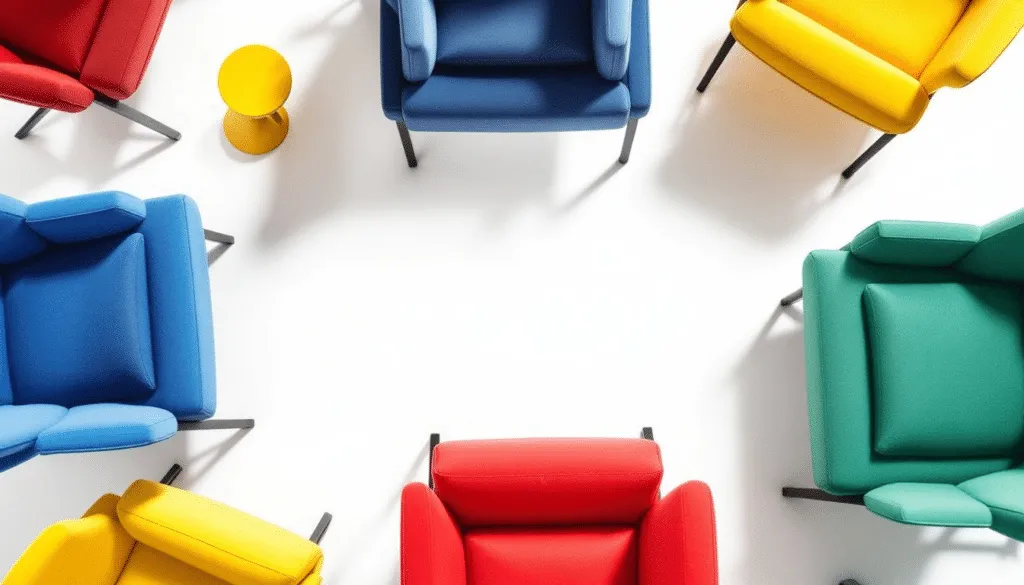 Klapstoelen in verschillende kleuren, perfect voor een feestje.