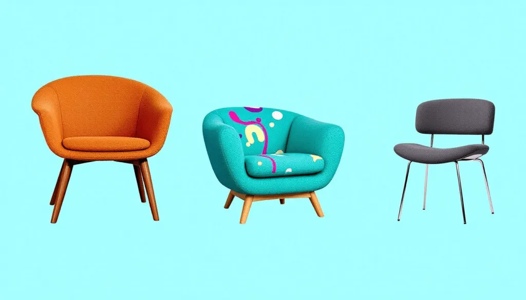 Bouclé stoelen in verschillende stijlen en kleuren.