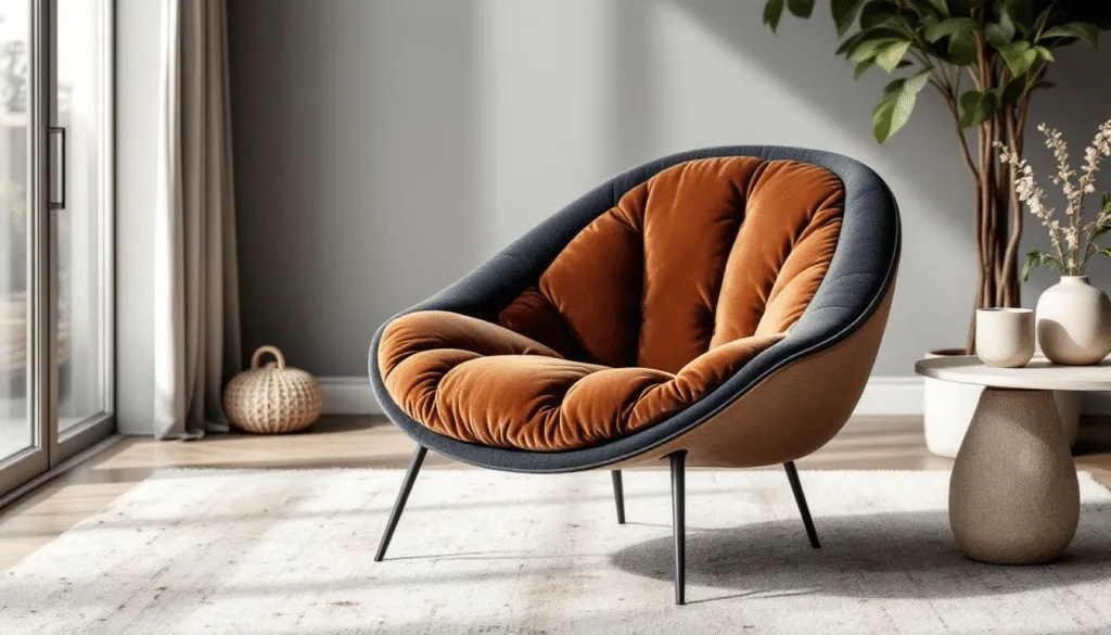 Een stijlvolle bouclé stoel in een modern interieur.