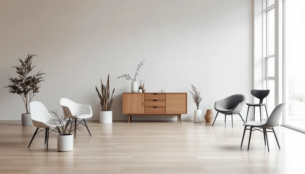 Een winkel met verschillende klapstoelen te koop, met aanbiedingen zichtbaar.