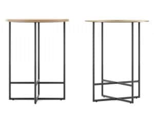 Moderne bijzettafels met metalen frame en houten blad, ideaal voor minimalistische interieurs.