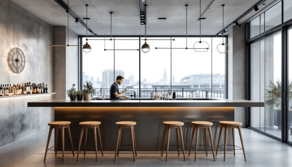 Verstelbare barkrukken in een trendy bar.