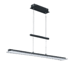 Hanglamp Dervensiena wit glas met geïntegreerde LED-verlichting, langwerpig ontwerp en dubbele ophanging
