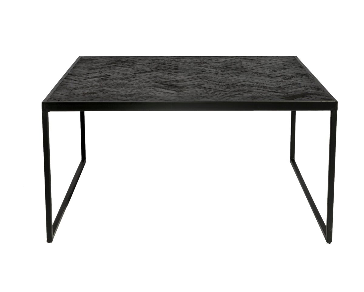 De Bijzettafel Black Stack B340 zwart is een moderne rechthoekige tafel met een zwart metalen frame, slanke poten en een tafelblad met structuur.