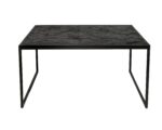 De Bijzettafel Black Stack B340 zwart is een moderne rechthoekige tafel met een zwart metalen frame, slanke poten en een tafelblad met structuur.