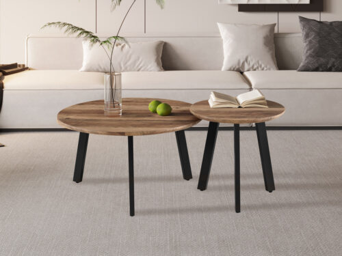 Salontafels Marrakech Set van 2 rond mango decor Industrieel