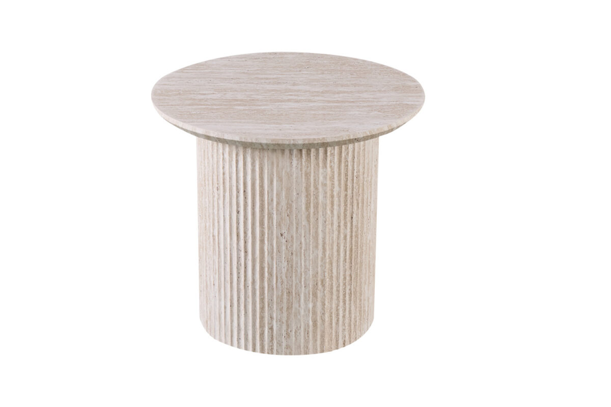 Bijzettafel Mykonos Rond 50 cm travertinlook beige Japandi – foto 3