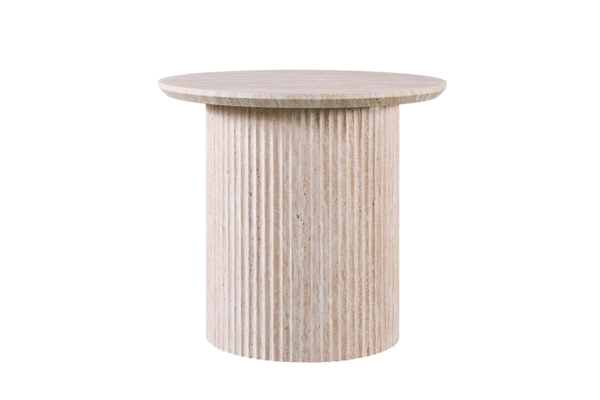 Bijzettafel Mykonos Rond 50 cm travertinlook beige Japandi – foto 4