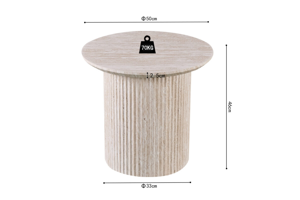 Bijzettafel Mykonos Rond 50 cm travertinlook beige Japandi – foto 6