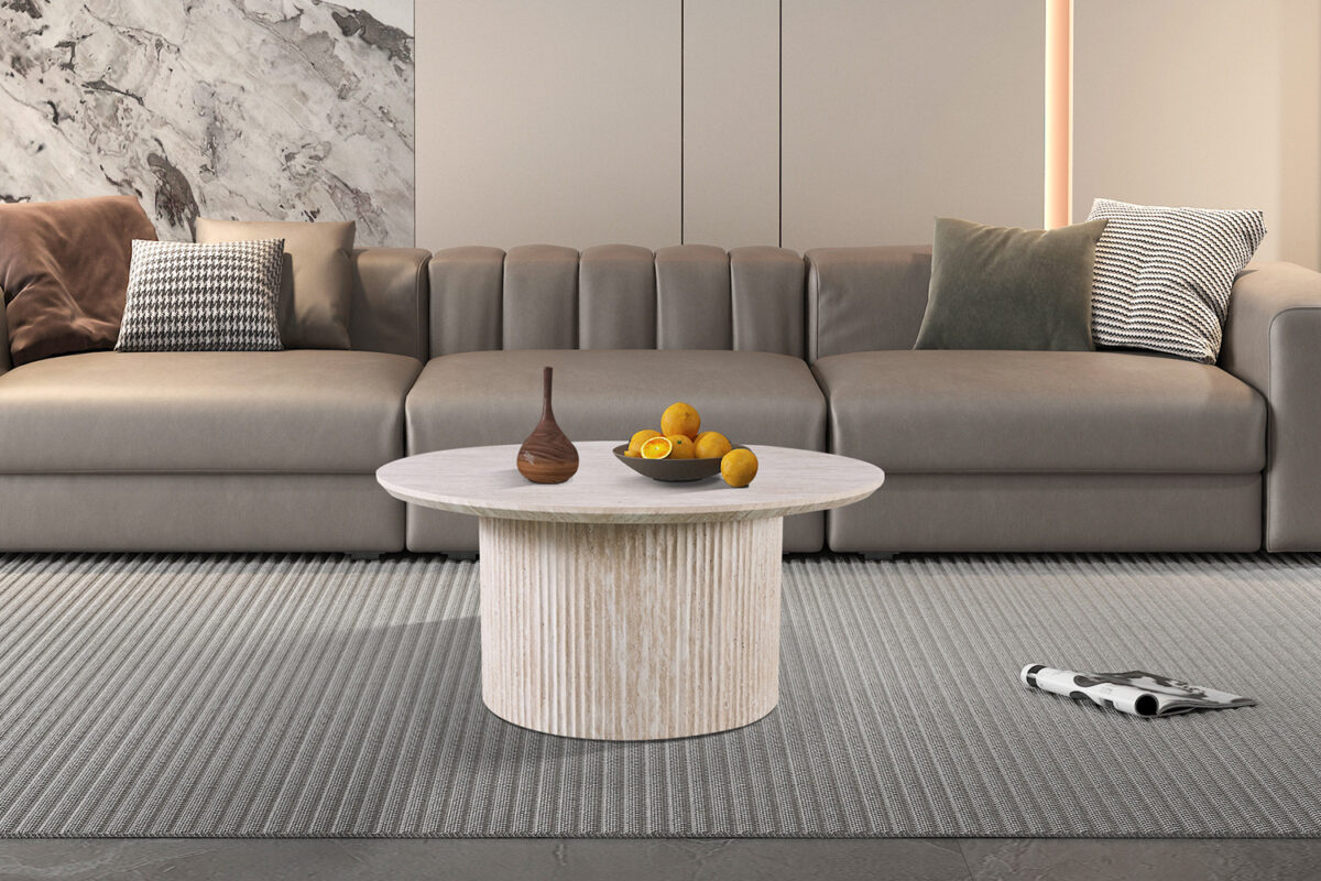 Salontafel Mykonos Rond 80 cm travertinlook beige Japandi