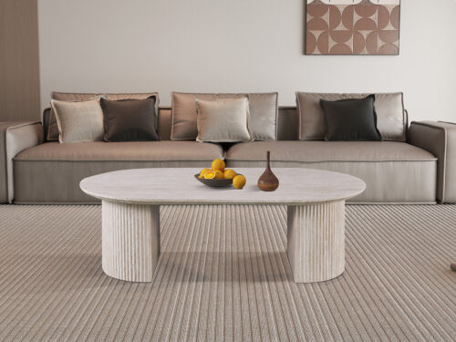 Salontafel Mykonos Ovaal 120 cm travertinlook beige Japandi