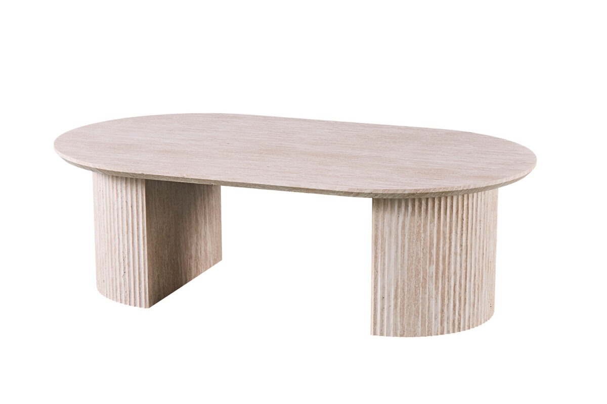Salontafel Mykonos Ovaal 120 cm travertinlook beige Japandi – foto 4