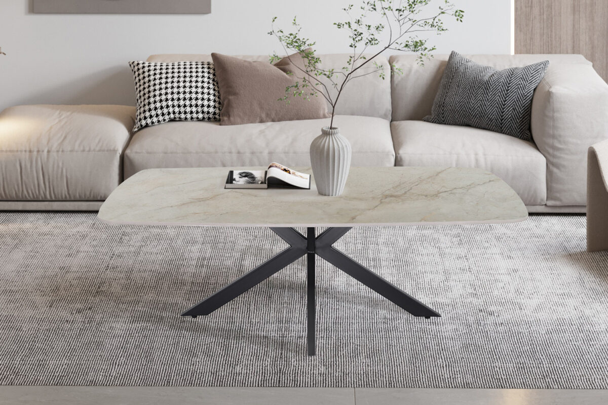 Salontafel Firenze Deens ovaal 130 cm steen beige Industrieel