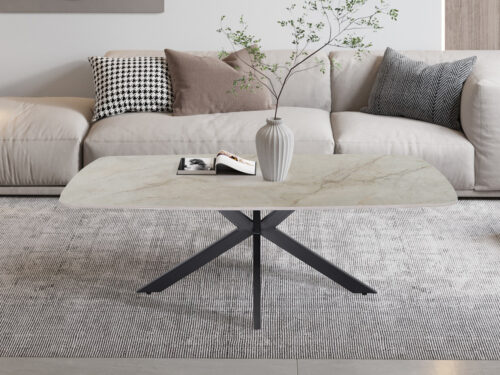 Salontafel Firenze Deens ovaal 130 cm steen beige Industrieel