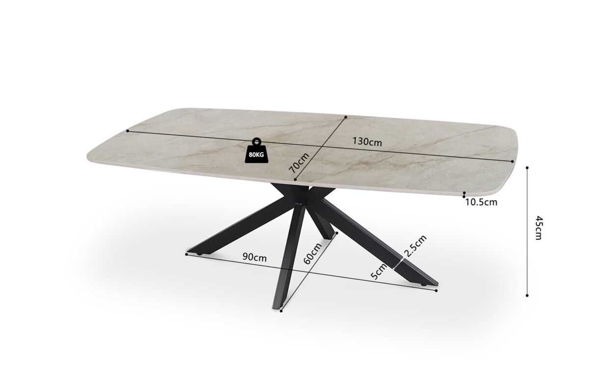Salontafel Firenze Deens ovaal 130 cm steen beige Industrieel – foto 6