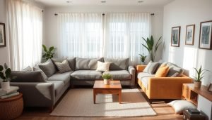 Twee-bankencombinatie in woonkamer