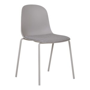 De eetkamerstoel, lichtgrijs, HN1263 (set van 2) heeft een modern minimalistisch ontwerp met vier slanke metalen poten, een gebogen rugleuning en een lichtgrijs gestoffeerde zitting voor een eenvoudige en strakke look in elke neutrale omgeving.