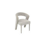 De CHAIR MILA VC802A GOLD + BLACK is een moderne accentstoel met zwarte bekleding, een gebogen open rugleuning en vier strakke gouden poten, geïsoleerd op een witte achtergrond.