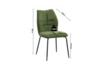 Stoel 'Lara' Stof Ote Sea 360 Groen (2 per doos): groen gestoffeerde stoel met zwart metalen poten. Afmetingen: hoogte 86 cm, zithoogte 48,5 cm, zitdiepte 43 cm, zitbreedte 47 cm, rugleuninghoogte 45,5 cm, totale diepte 60 cm. Max gewicht: 120 kg.