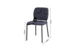 De PROMO - Stoel 'Sophia' Stof Donkergrijs (2 per doos) heeft grijze bekleding, zwarte metalen poten en is 81cm hoog, zithoogte 50,5cm, zitbreedte 47cm, zitdiepte 44cm, rugleuningbreedte 42,5cm, met een draagvermogen van 120kg.