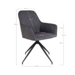De Harbo Eetkamerstoel met Draaibare Stoel HN1221 heeft donkergrijze PU bekleding, zwarte poten en een handige draaifunctie en biedt moderne stijl en comfort voor je eetkamer.