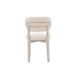 De CHAIR SILLA ZB-5684 heeft een taupekleurige bekleding en champagnekleurige poten, met twee zichtbare messing bouten op de rugleuning, van achteren gezien tegen een witte achtergrond.