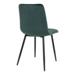 De Middelfart Dining Chair set heeft een donkergroene fluwelen bekleding en slanke zwarte poten, afgebeeld vanaf de achterkant en iets opzij.