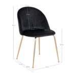 Twee Geneve Eetkamerstoelen, zwart fluwelen stoelen met poten in messinglook (set van 2), staan naast elkaar op een effen witte achtergrond.