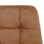 Close-up van de bruine kunstleren rugleuning van Eetkamerstoel Yerevan Cognac, met zichtbare rasterachtige stiksels en een licht versleten, gestructureerde look.