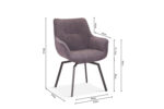 De PROMO - Stoel 'Modest' Draaibaar Ribfluweel Grijs (1 per doos) is een grijze draaifauteuil met metalen poten van 84cm hoog, 63cm breed, zithoogte 45,5cm, zitbreedte 40cm, armhoogte 64cm, armleuninglengte 44cm en zitdiepte 41cm.