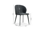 Stoel 'Toledo' Stof Donkergrijs (2 per doos): donkergrijze stoel met gebogen rugleuning en zwarte metalen poten. Afmetingen: hoogte 79 cm, zithoogte 45,5 cm, zitbreedte 45,5 cm, zitdiepte 44,5 cm, rughoogte 36 cm, diepte 55 cm, breedte 51 cm.