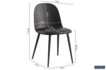 Stoel 'Jasmin' Zitting PP kussen PU Zwart (2 per doos): moderne zwarte stoel met vier poten, afgeronde zitting en rugleuning. Afmetingen: zithoogte 48,5 cm, totale hoogte 80,5 cm, zitbreedte 44 cm, zitdiepte 44,5 cm, rughoogte 32 cm, totale breedte 52 cm.